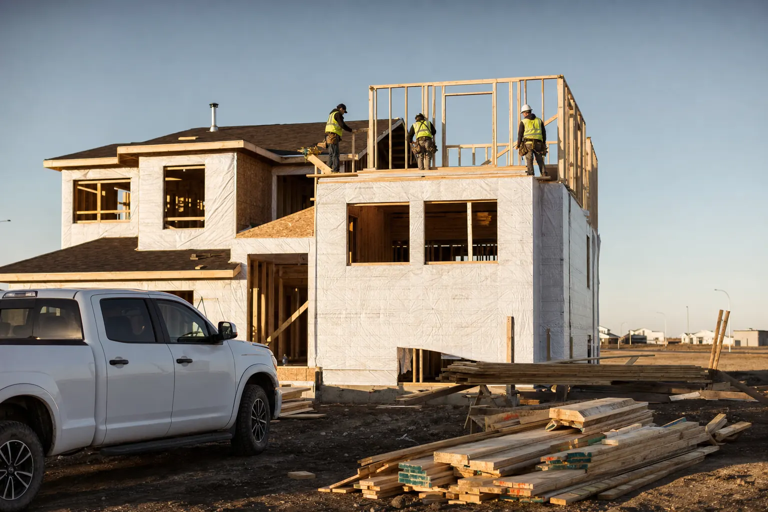 Framing crew on a new Regina home