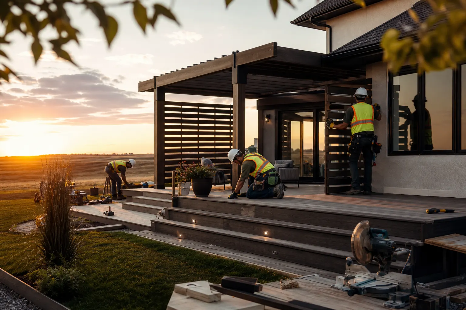 Two-tier deck and pergola